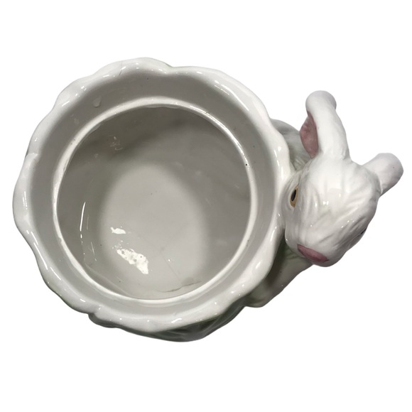 Vintage Ceramic Easter Bunny With Cabbage Candy Holder Home Decor - Picture 2 of 7